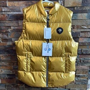 Woodpecker Gold Puffer Vest with Logo Patch *New with tags